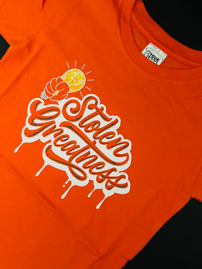 Kids Orange Stolen Greatness Shirt